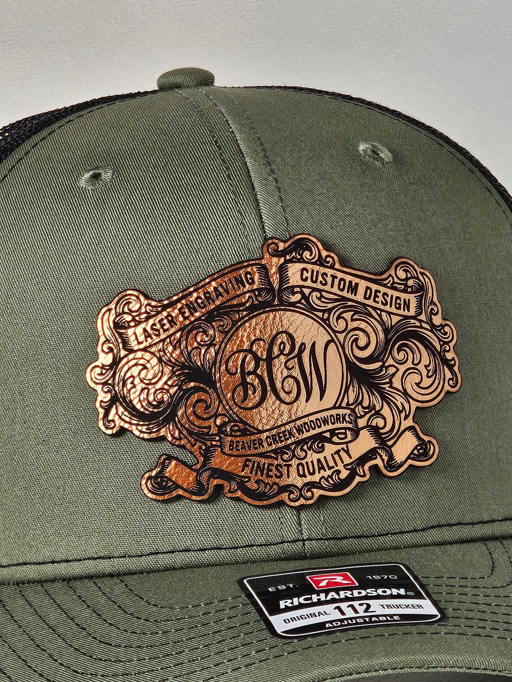 Leatherette patch Richardson 112 trucker hat