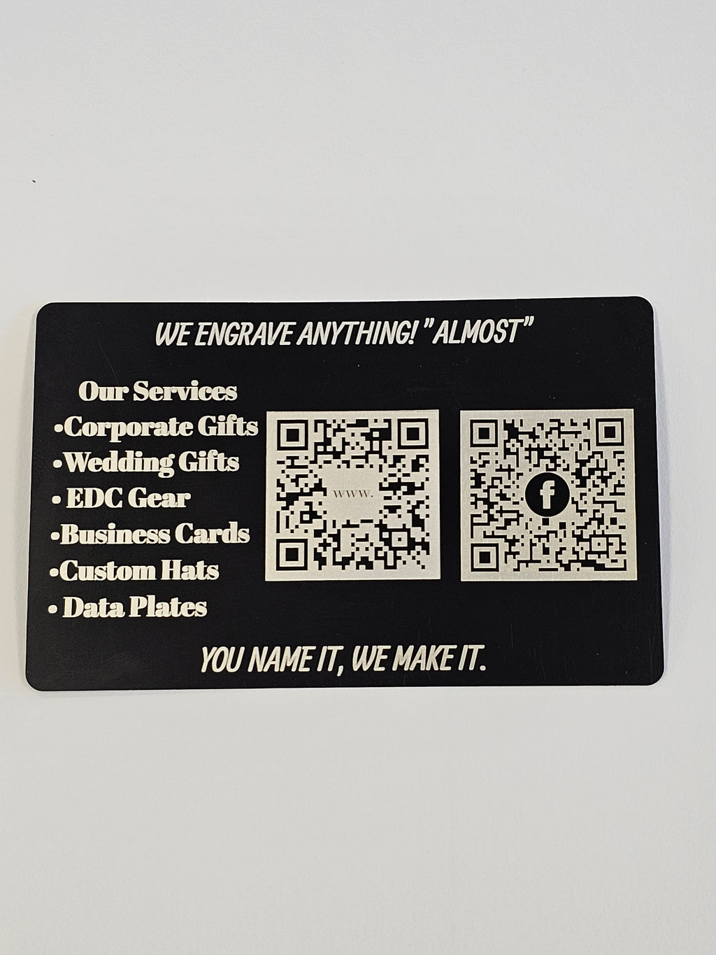 Anodized aluminum metal business cards