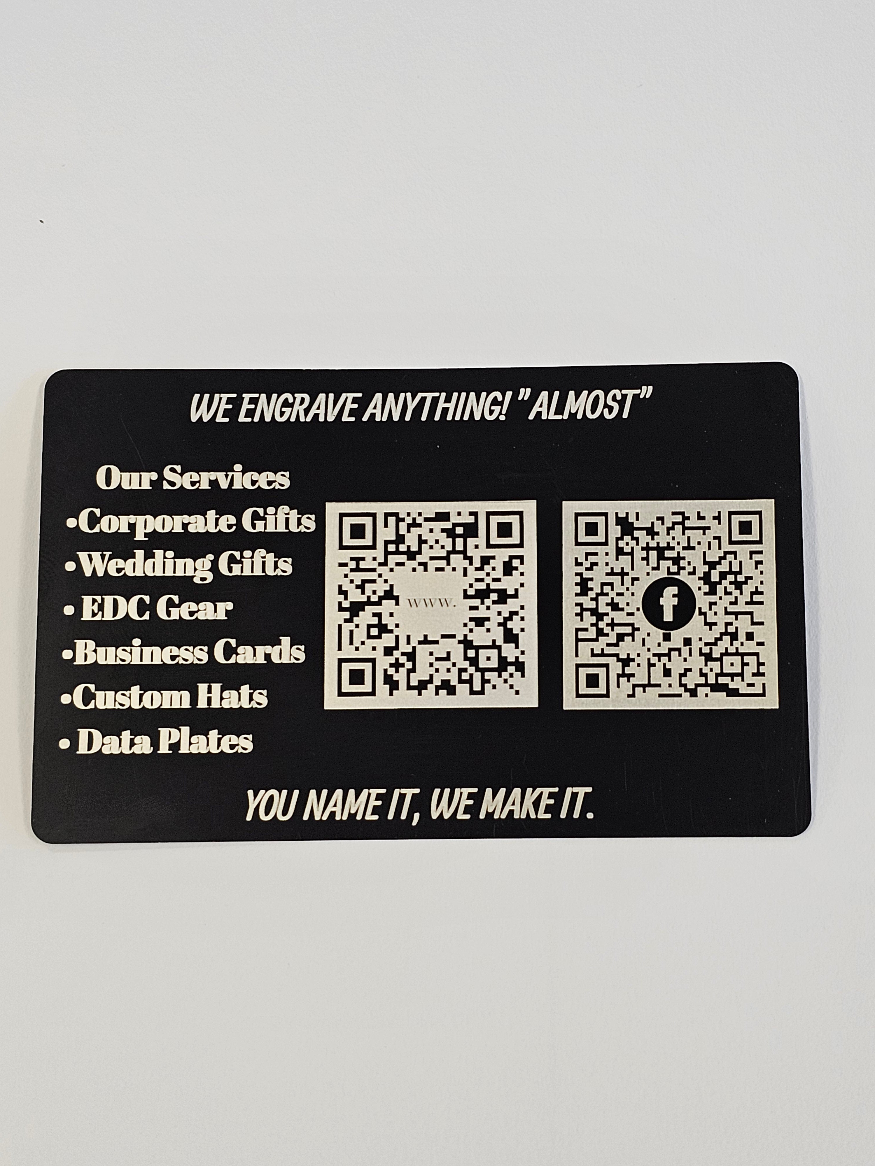 Anodized aluminum metal business cards
